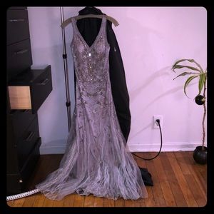 Long length Icy Grey Crystal Gown